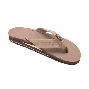 Women's Rainbow Sandal Double Layer Sandal Wide Strap Dark Brown